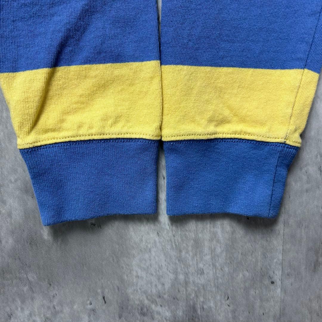ラルフローレン 刺繍ロゴ 太ボーダー ラガーシャツ 黄青 M 6301