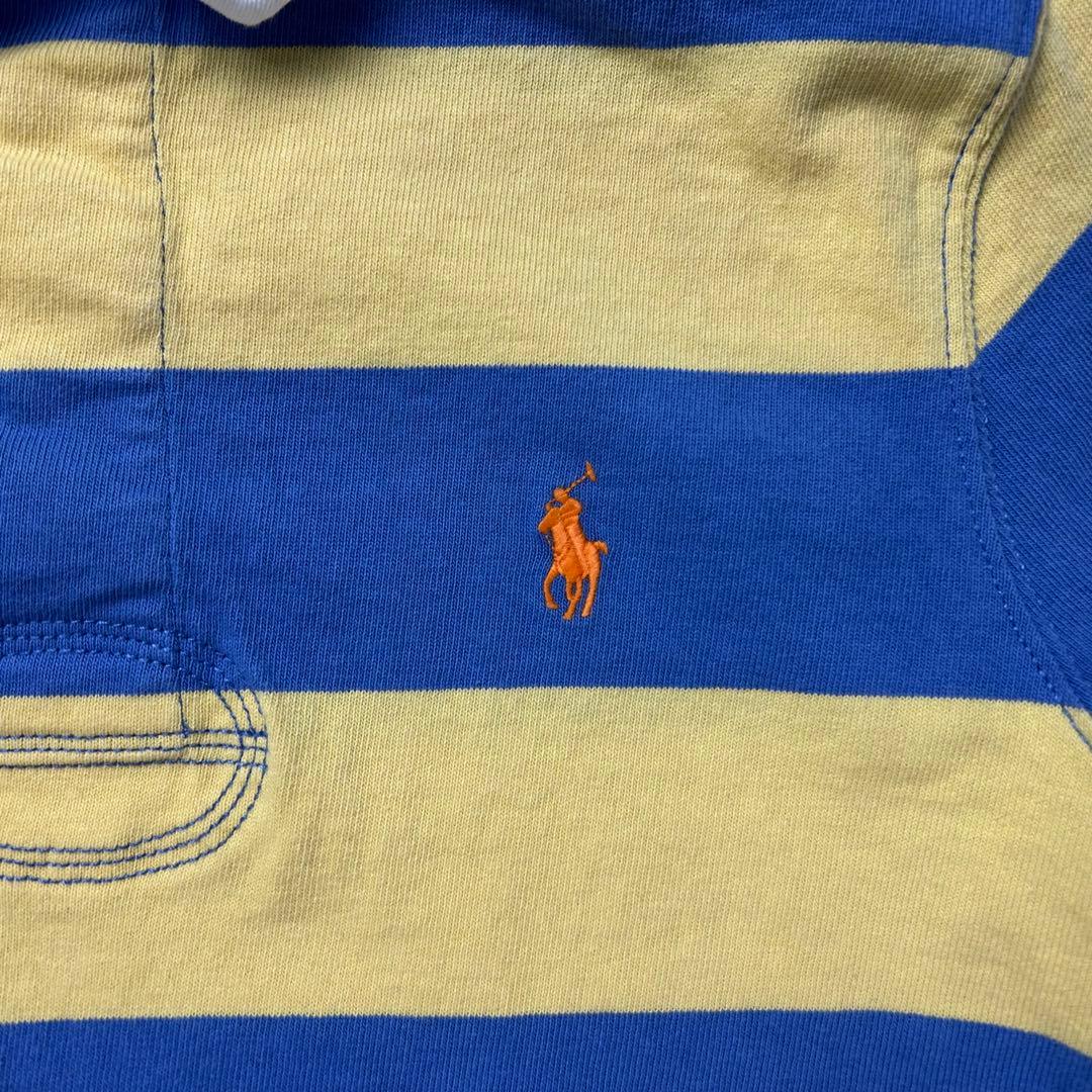 ラルフローレン 刺繍ロゴ 太ボーダー ラガーシャツ 黄青 M 6301