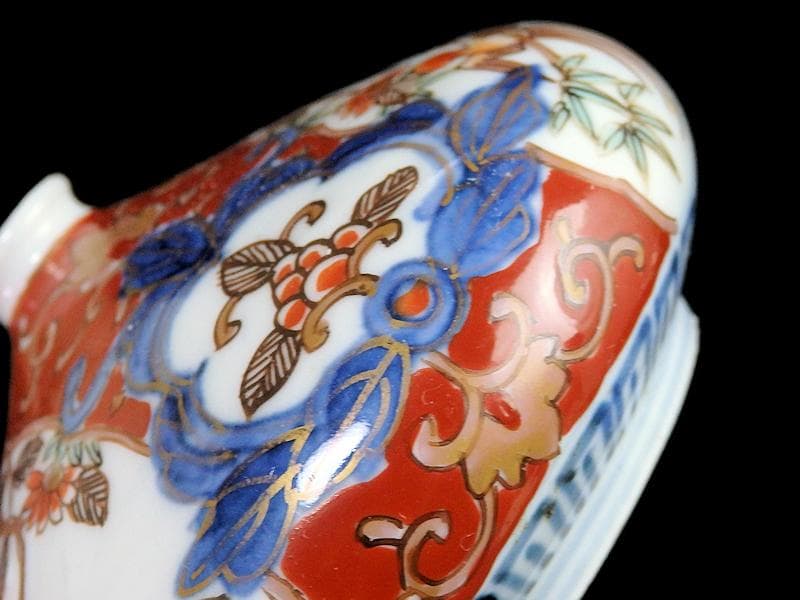 古伊万里　金襴手　花鳥紋に金唐草の図　油壷　D651AS-CHf