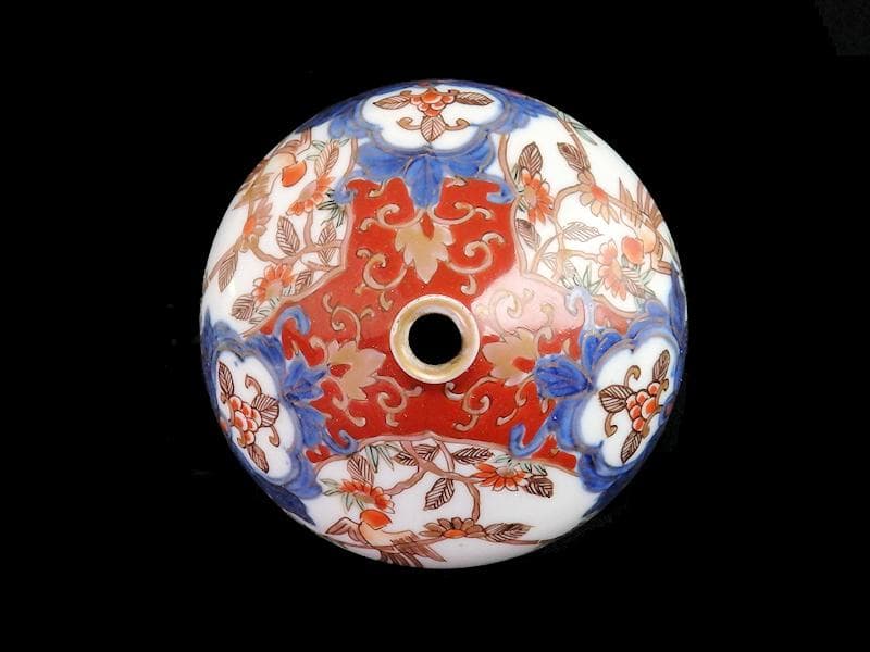 古伊万里　金襴手　花鳥紋に金唐草の図　油壷　D651AS-CHf