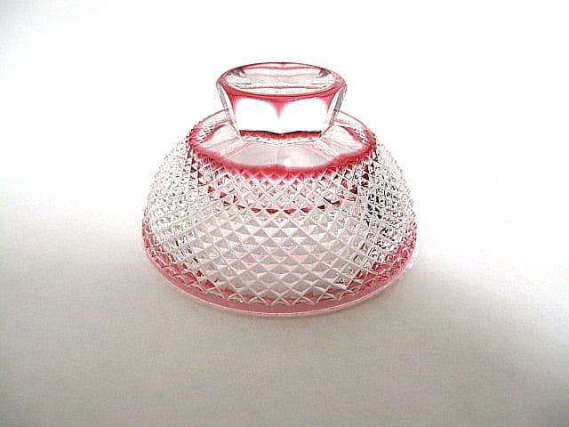 未使用品　伝統工芸士 「藤崎清一」作 江戸切子 お猪口 色被せガラス　切子ガラス