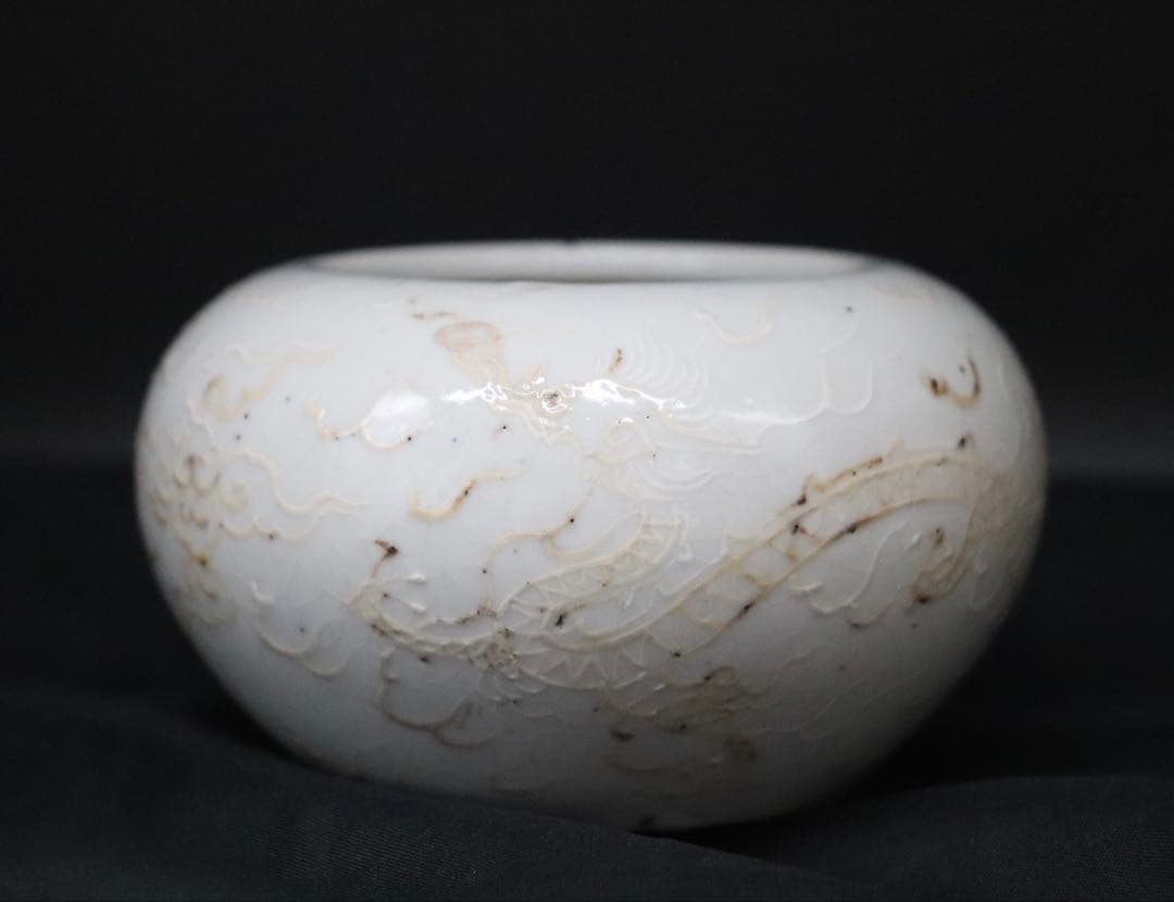 中国　明時代　龍紋　白磁香炉　アンティーク　送料込み260131