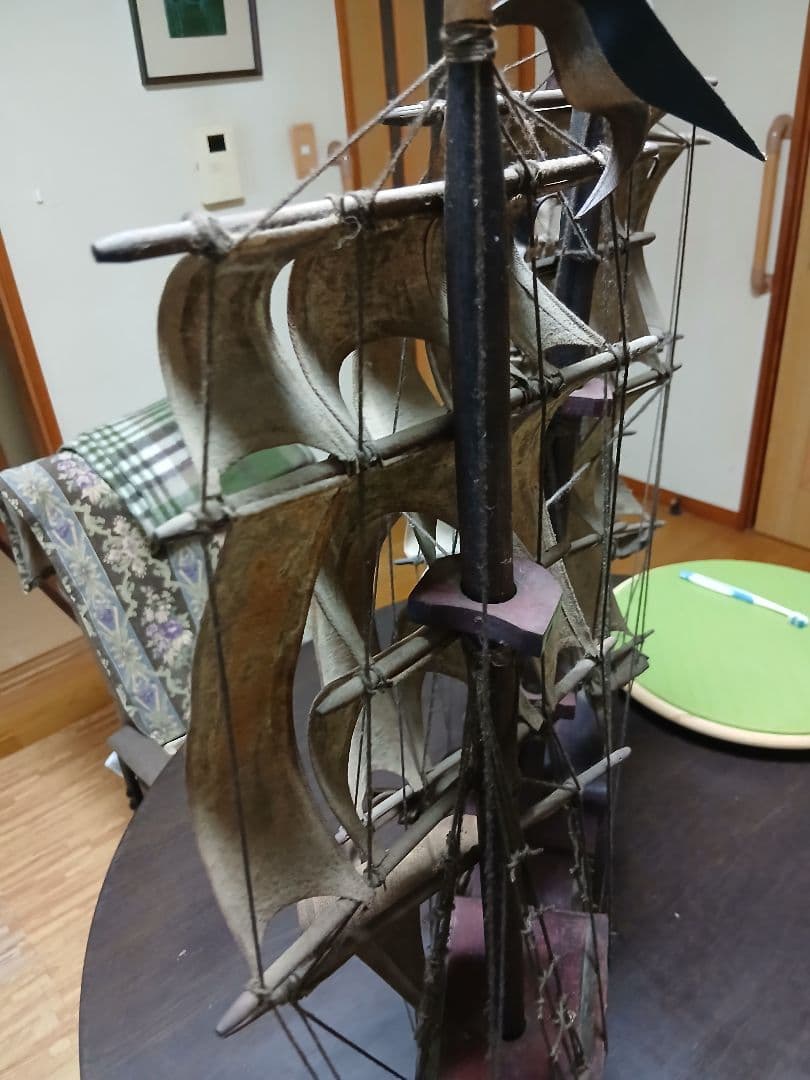 木製帆船モデルスタンド付き