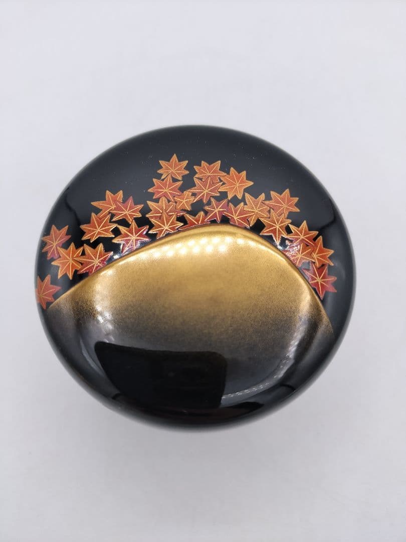 c685 棗 紅葉山蒔絵 堂畑勝峰 木箱 茶道具 古物