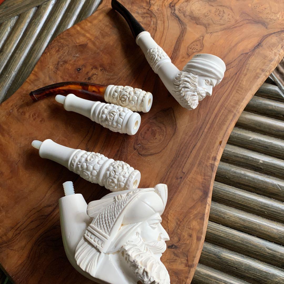 メシャムパイプ　全長約30cmのメシャムパイプと2つセット　海泡石製