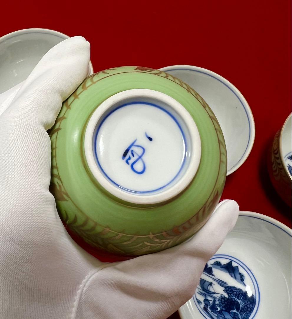 希少 金彩 清水焼 北本陶玉窯 三代暁雲【一風】作 茶碗5客 茶道具