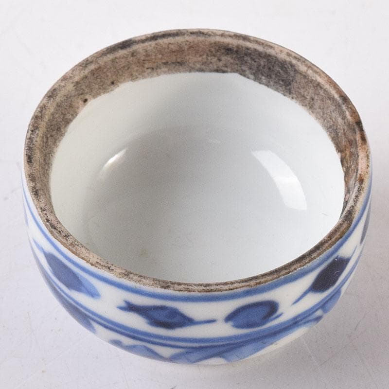 中国　新渡青花　花文　蓋壺　小壷　スンコロク　宋胡録　時代箱　C　R8683