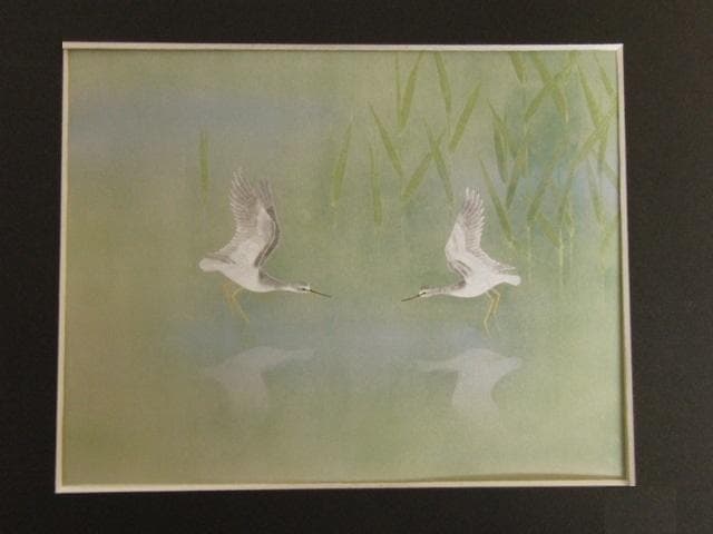 上村淳之、【鴫（春）】、希少な額装用画集より、新品額装付
