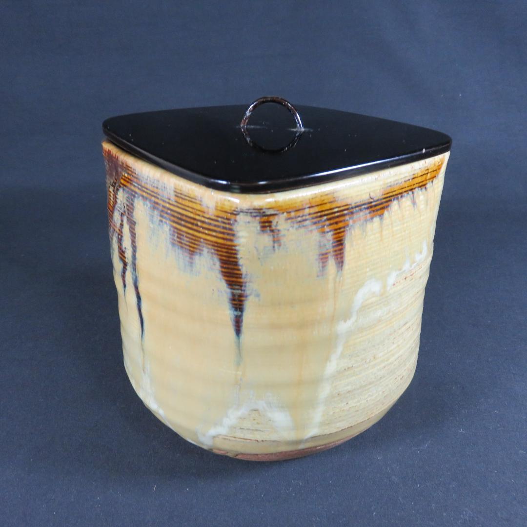 水指 水差し 高取釉 四方 森岡壽祥 作家物 木箱 共箱 茶道具