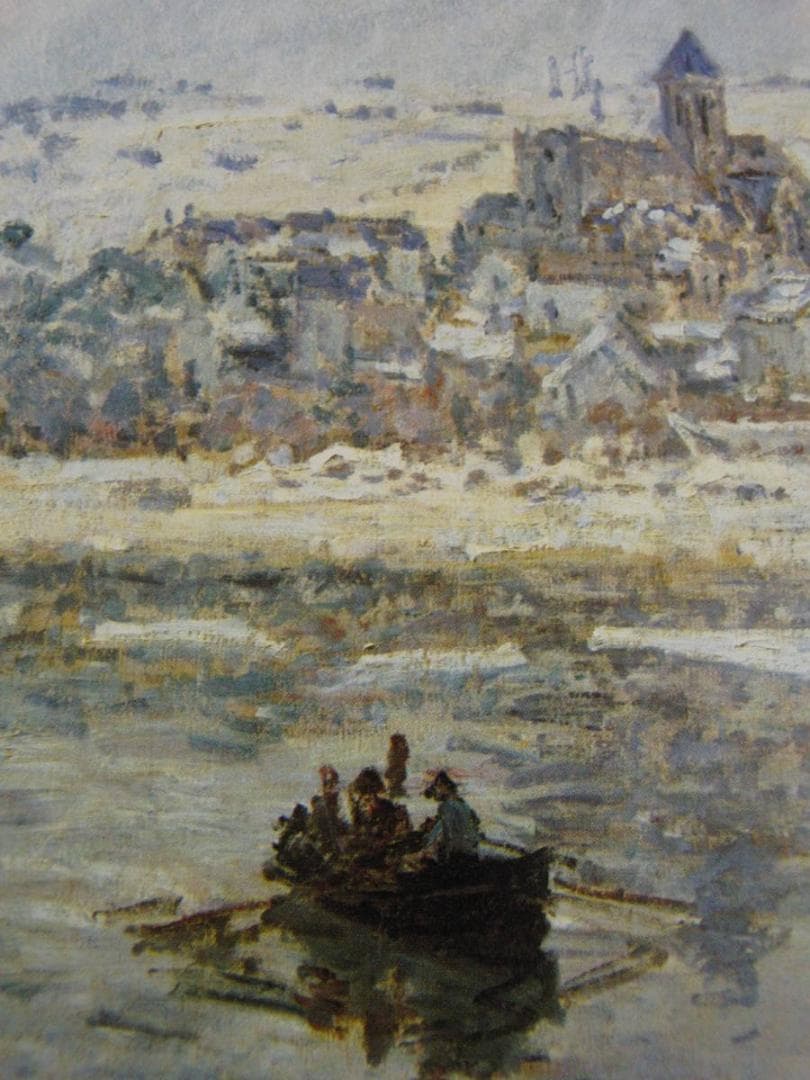 クロード・モネ、「Vetheuil in Winter」、希少大判画集・額装画