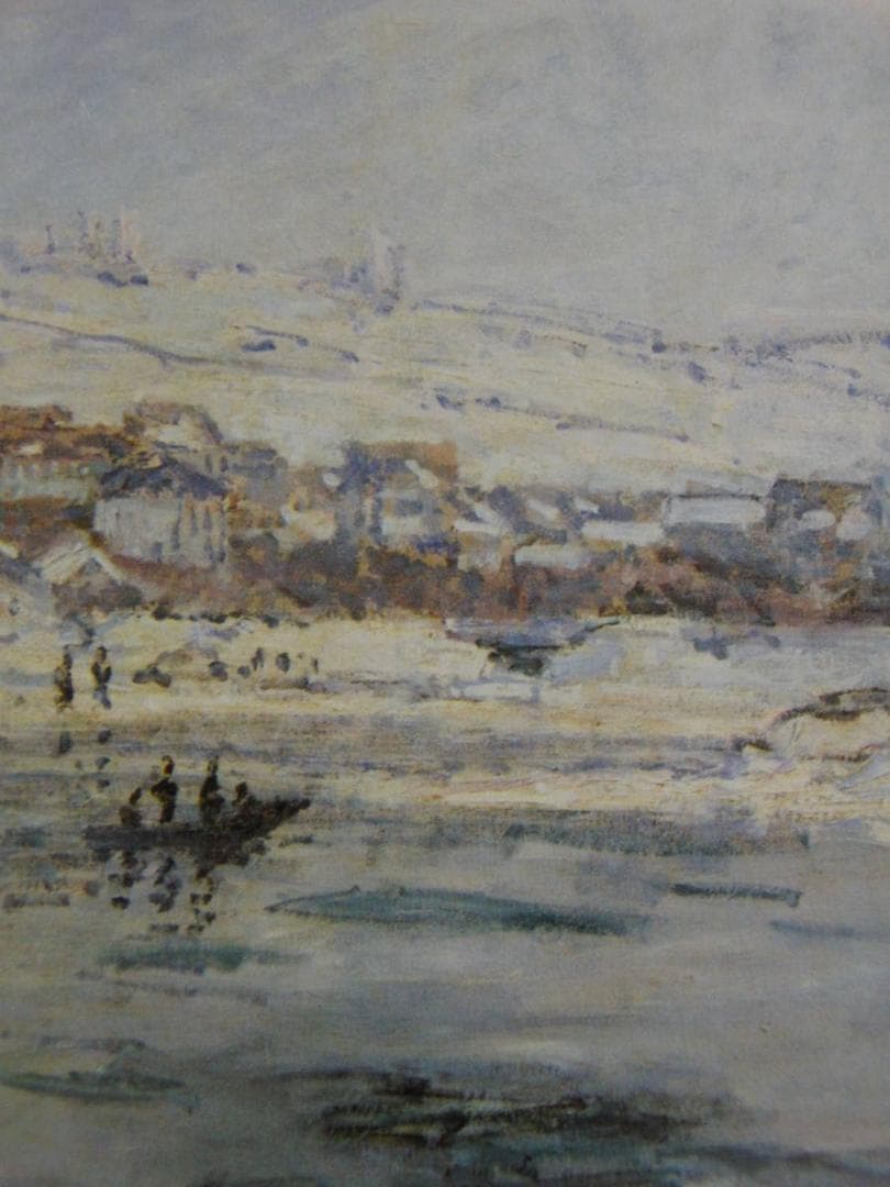 クロード・モネ、「Vetheuil in Winter」、希少大判画集・額装画