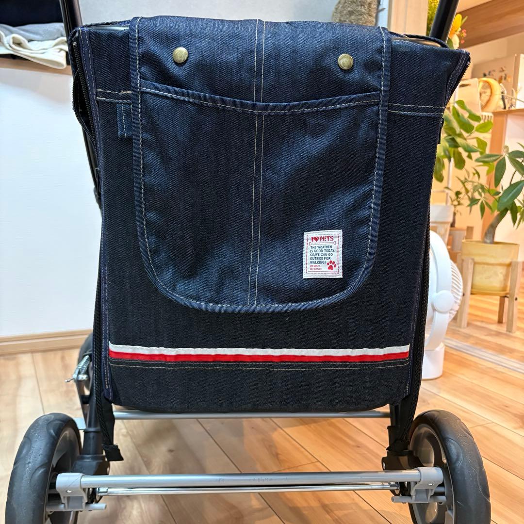 デニム風ペットバギー/犬用キャリー