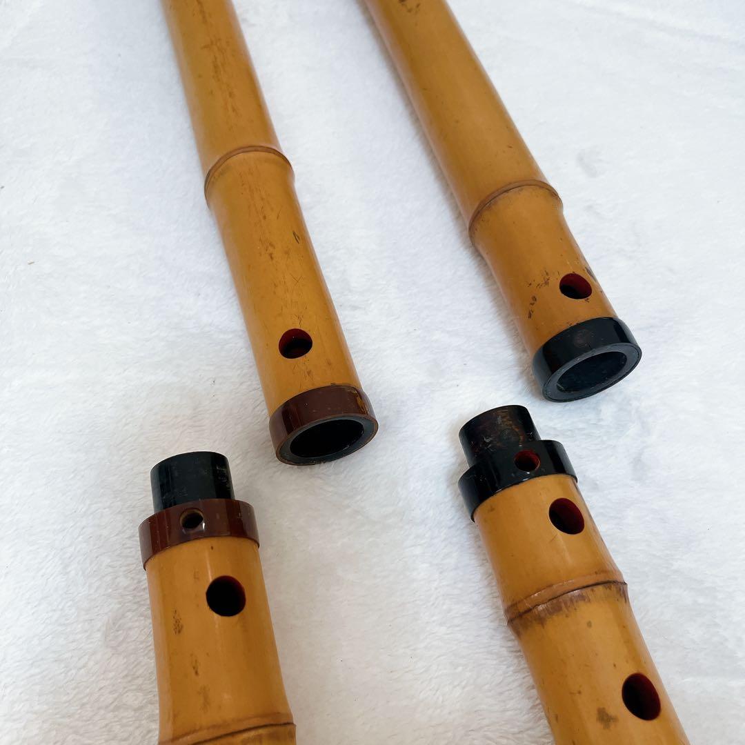 T*u様 尺八 都山流 深水銘 一尺八寸 一尺六寸 2本セット ハードケース付