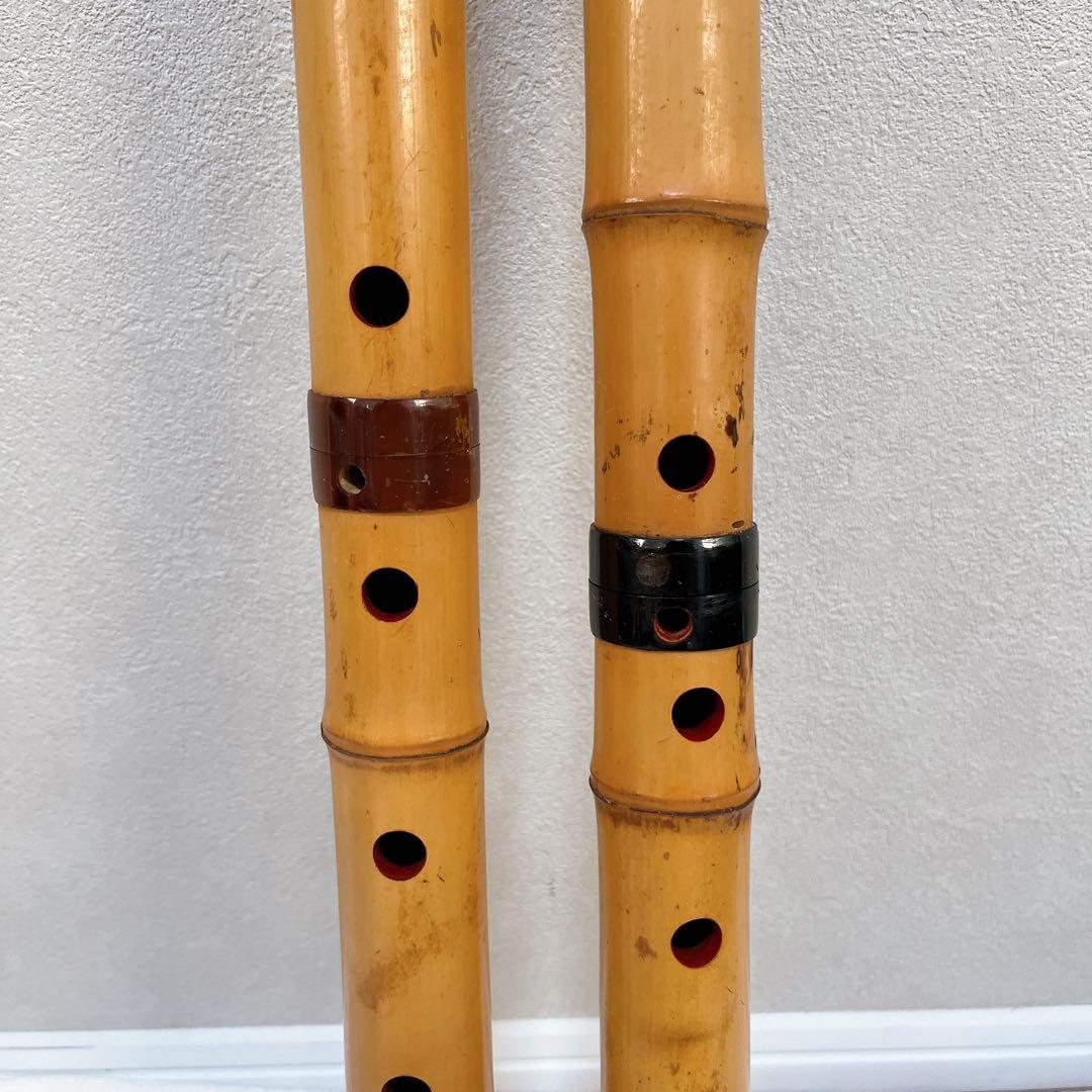 T*u様 尺八 都山流 深水銘 一尺八寸 一尺六寸 2本セット ハードケース付