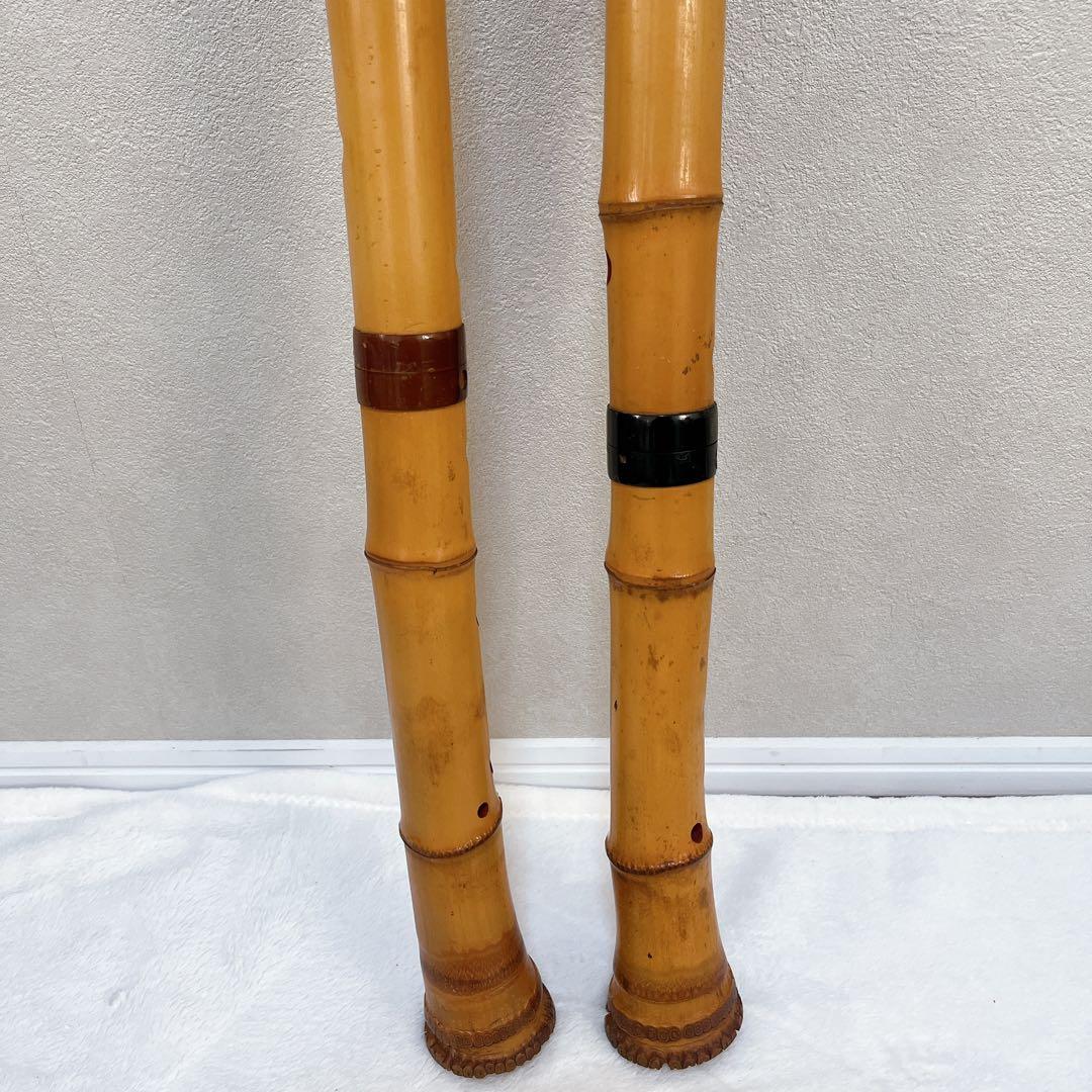 T*u様 尺八 都山流 深水銘 一尺八寸 一尺六寸 2本セット ハードケース付