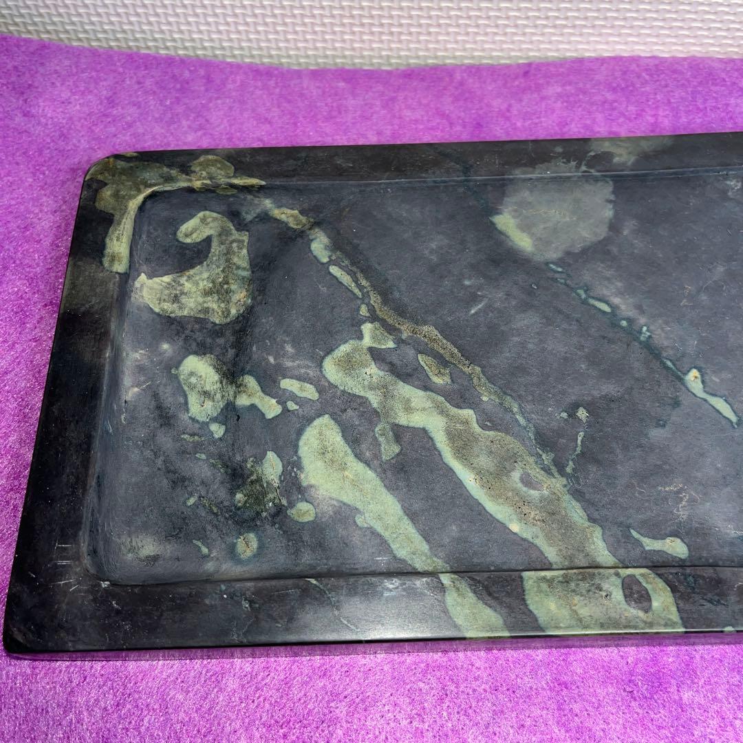 ⭕️端渓硯　希少　翡翠紋　綺麗　22cm超え　長方研