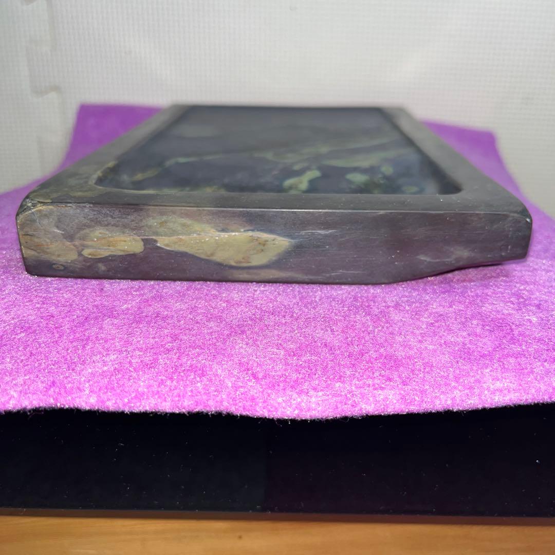 ⭕️端渓硯　希少　翡翠紋　綺麗　22cm超え　長方研