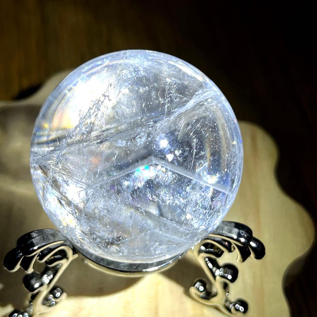 天然石　ファントム入り　アゼツライト　スフィア　　40.7㎜　台座付き