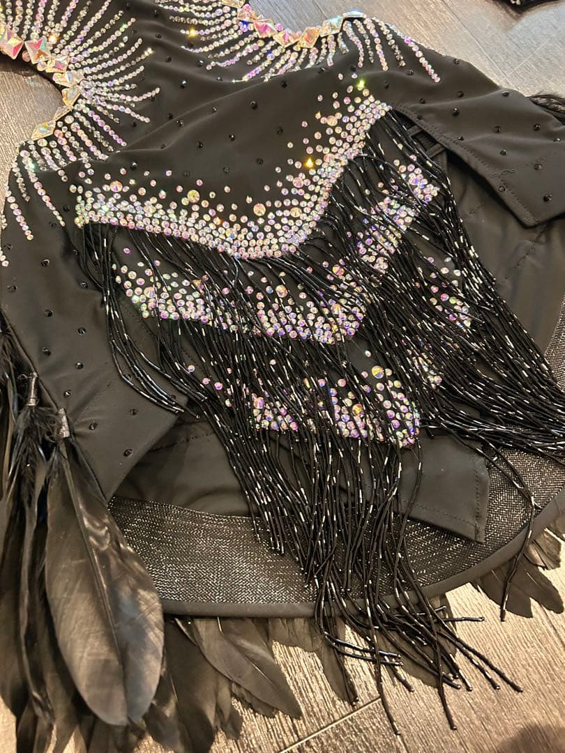 社交ダンス用黒ドレス スパンコール付き