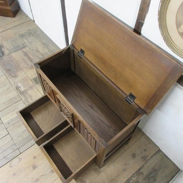 イギリス アンティーク 家具 ブランケットボックス コファ 英国 6120e