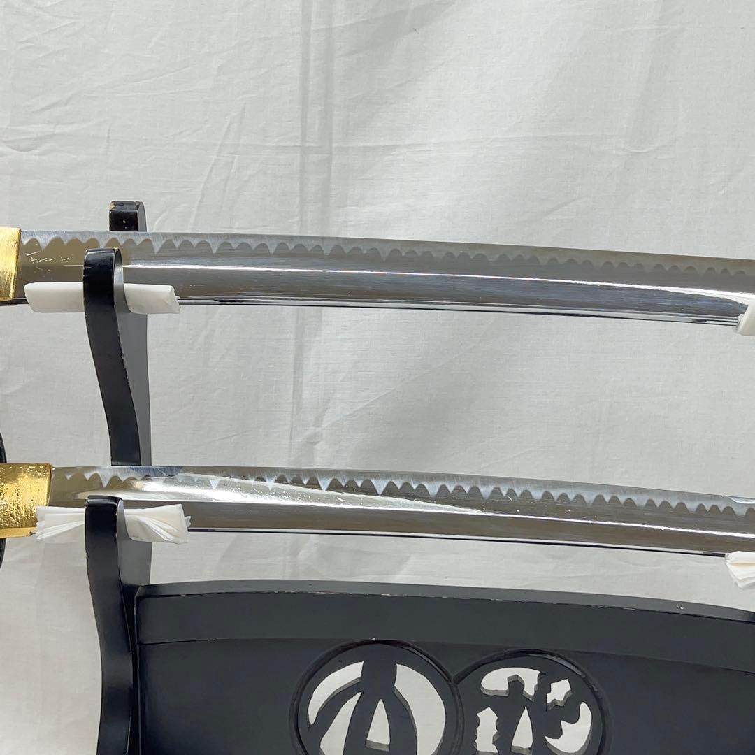 【模造刀】二本差し 太刀 脇差 龍鍔 茶色鞘 日本刀