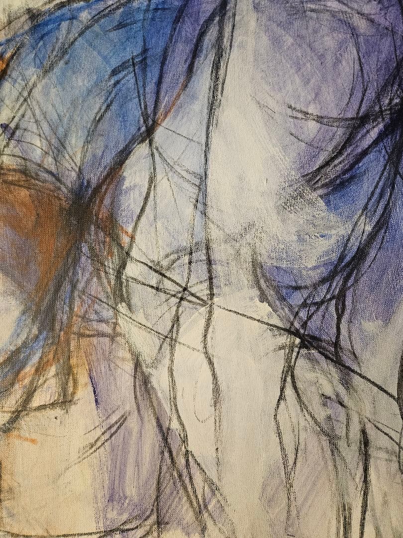 スイス画家ラルフ・アウグスブルガー、S50号の大迫力、躍動感溢れる抽象画の傑作。