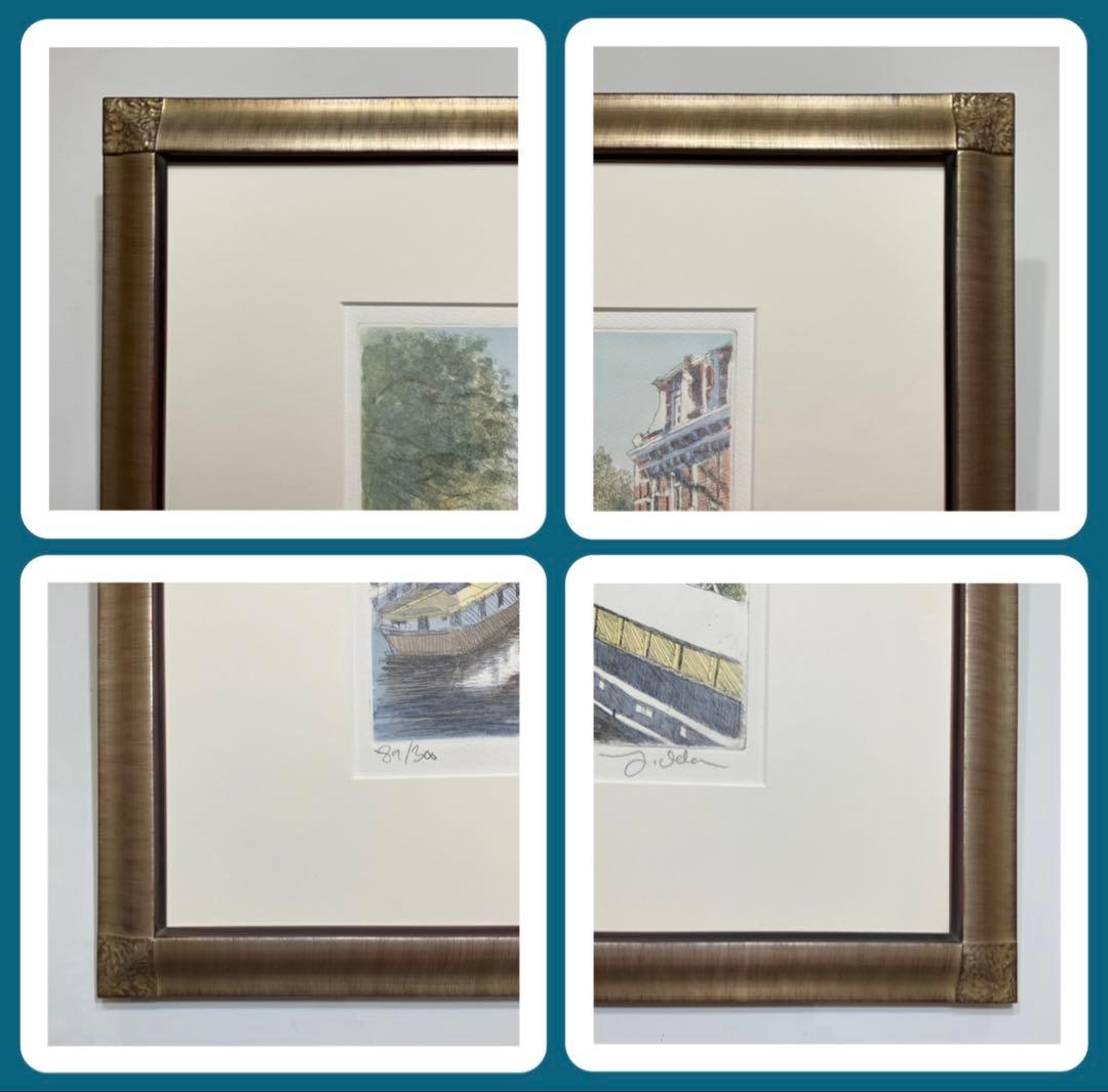 絵画・額・織田義郎・アムステルダム・オランダ・銅版画+手彩色・エッチング・美術品