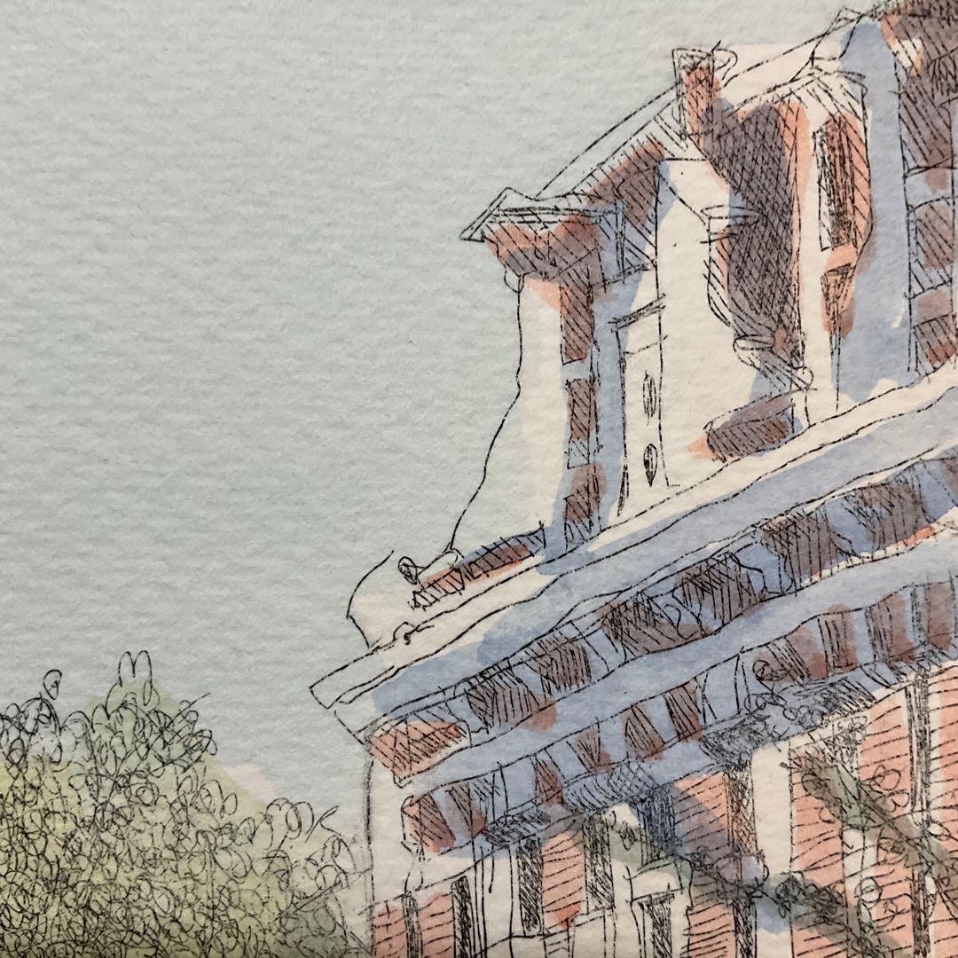 絵画・額・織田義郎・アムステルダム・オランダ・銅版画+手彩色・エッチング・美術品