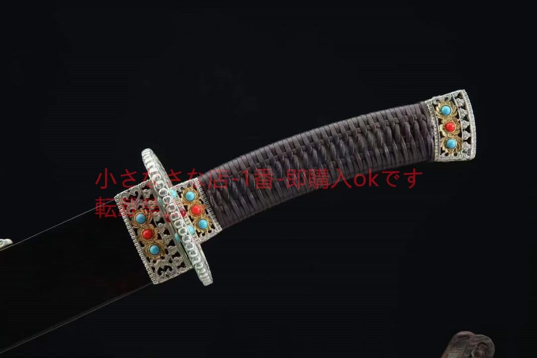 白地に2色の金銀大明御刀（黒檀タイプ）古兵器 武具　刀装具　日本刀　模造刀 居合