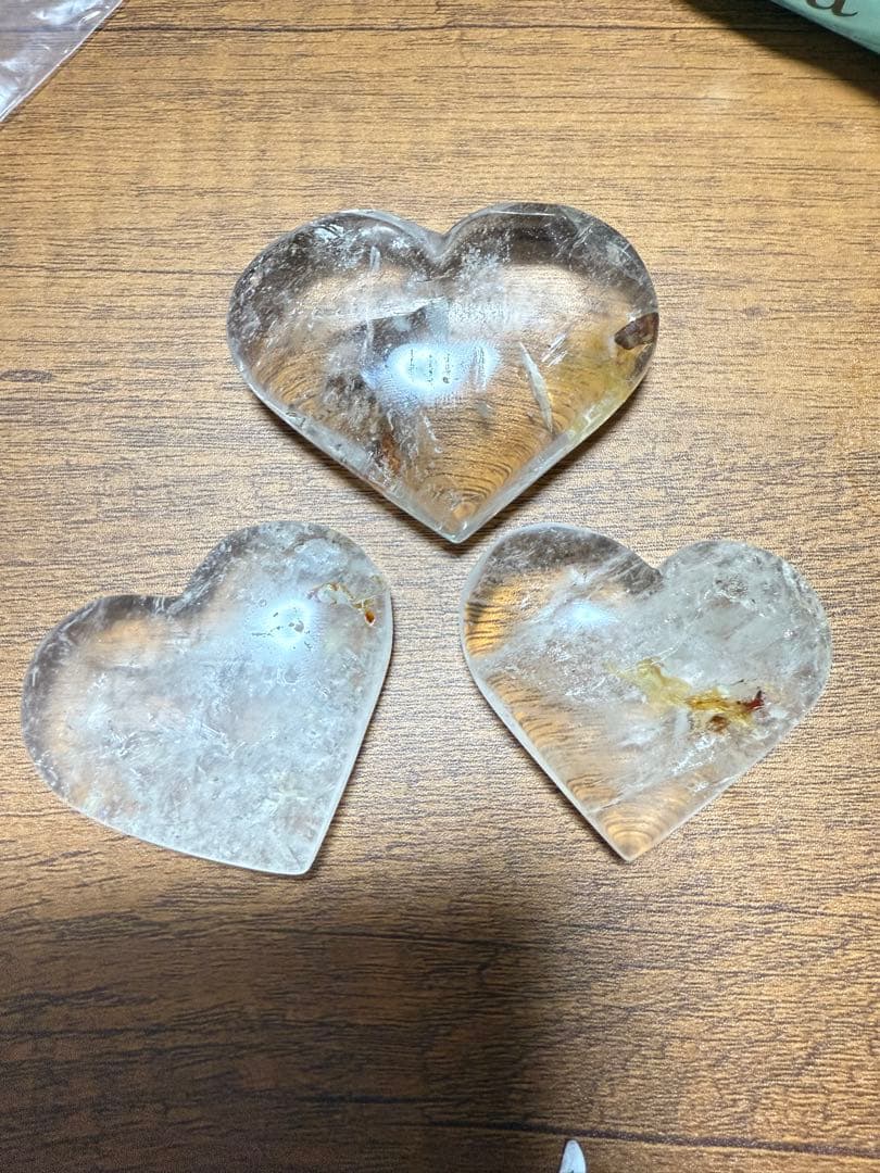 新品まとめ売りヒラヤマハート水晶3点セット格安　虹入り　共生タイプ　送料無料