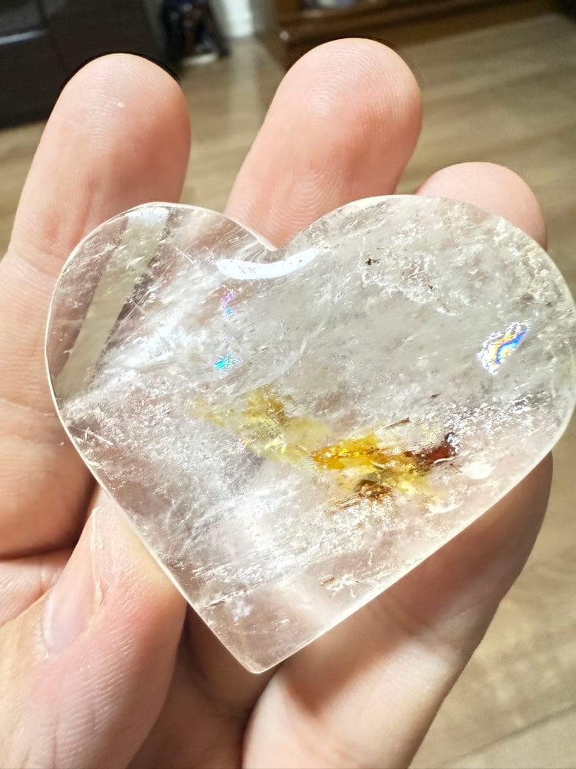 新品まとめ売りヒラヤマハート水晶3点セット格安　虹入り　共生タイプ　送料無料