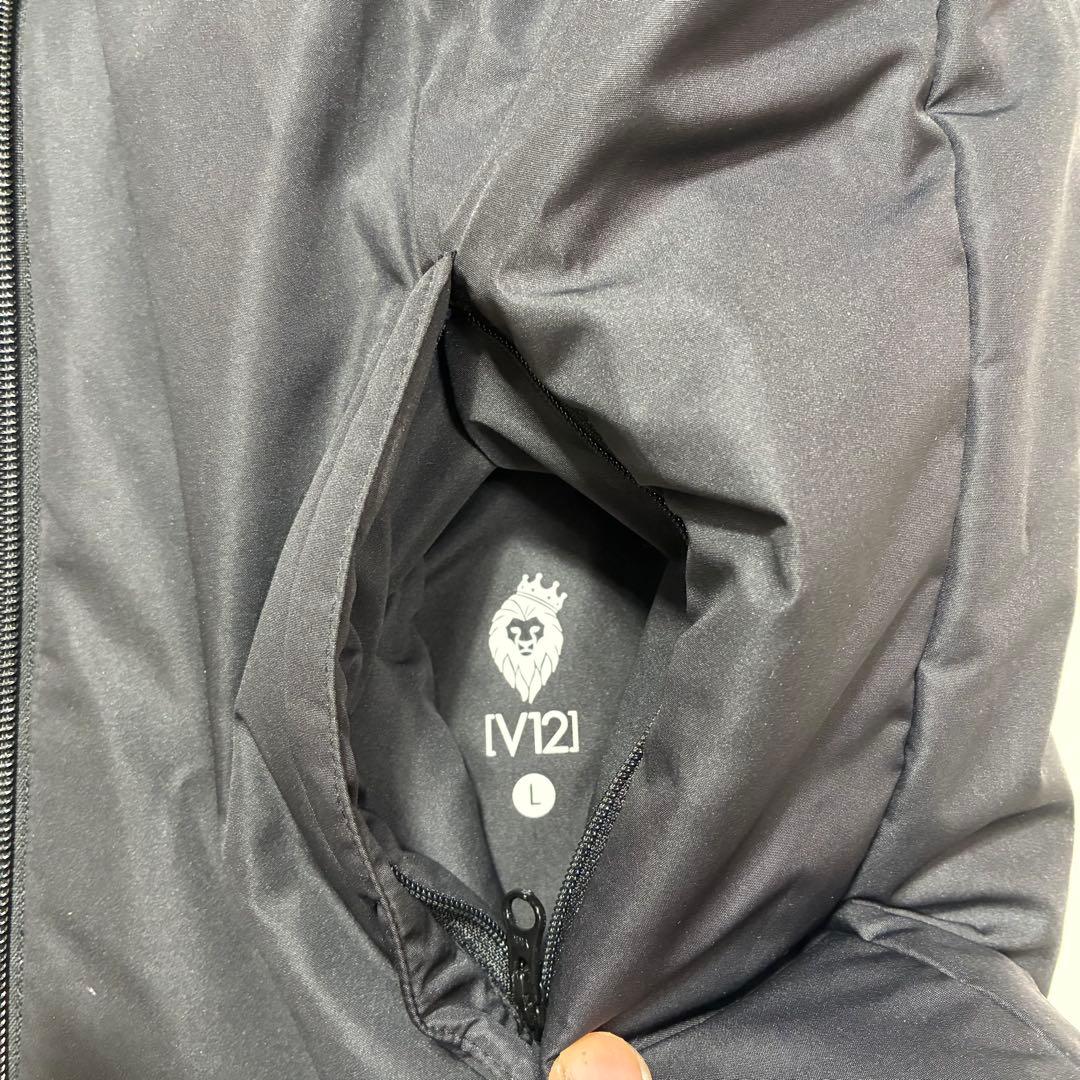 V12 ゴルフ リバーシブル 中綿ベスト ブラック 星柄 サーモライト メンズL