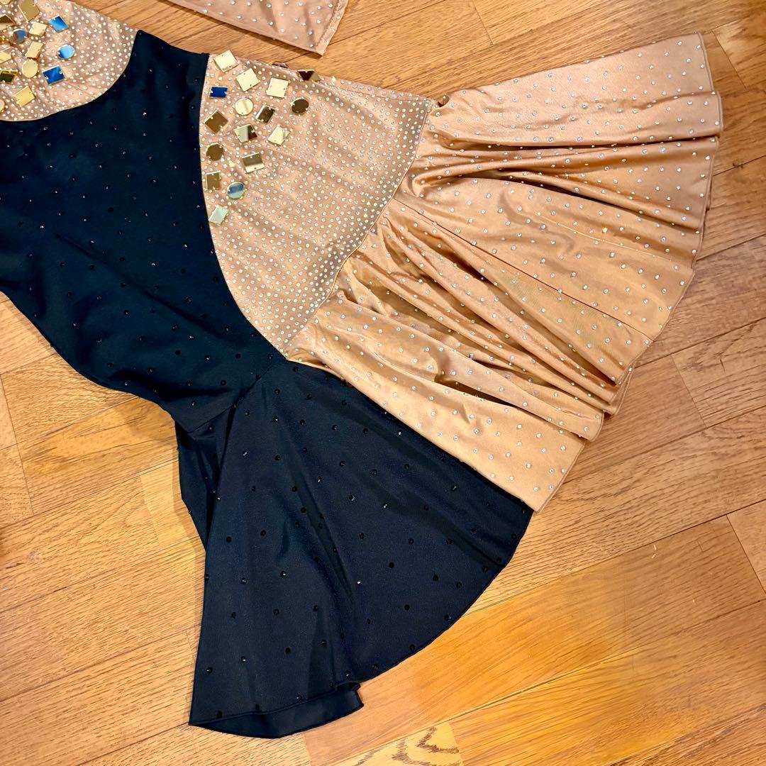 【値下】キラキラ⭐️ラテンダンスドレス　豪華ラインストーンとデカビーズ　　Lサイズ