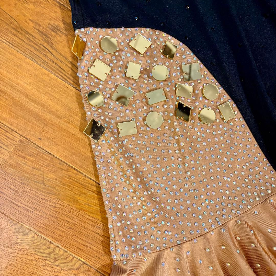 【値下】キラキラ⭐️ラテンダンスドレス　豪華ラインストーンとデカビーズ　　Lサイズ