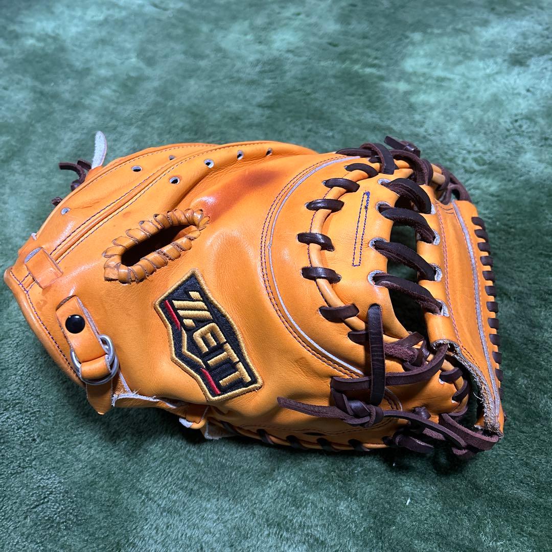 ZETT 硬式用グローブ 日本製 オレンジ