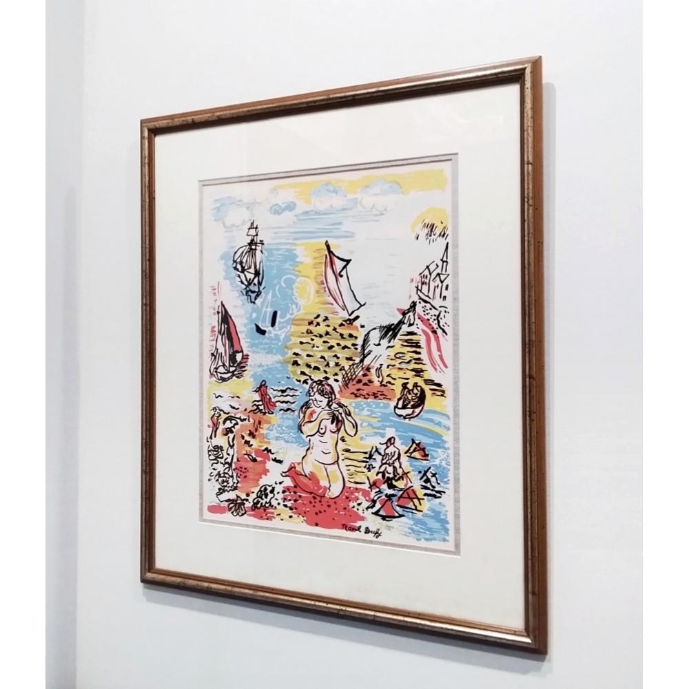 ラウル・デュフィ　人魚と帆船（海水浴）　アートプリント　ポスター　約10号大　額