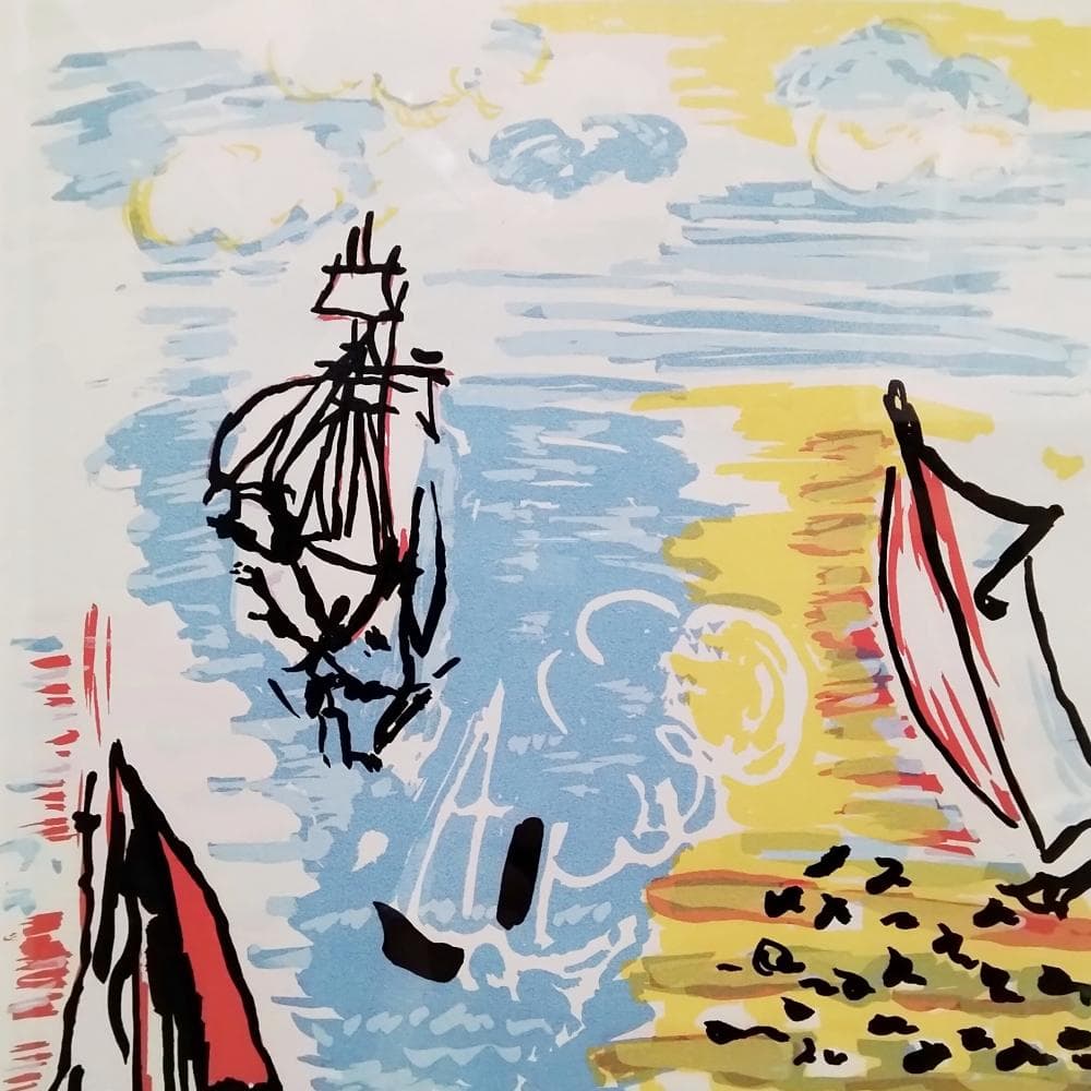 ラウル・デュフィ　人魚と帆船（海水浴）　アートプリント　ポスター　約10号大　額