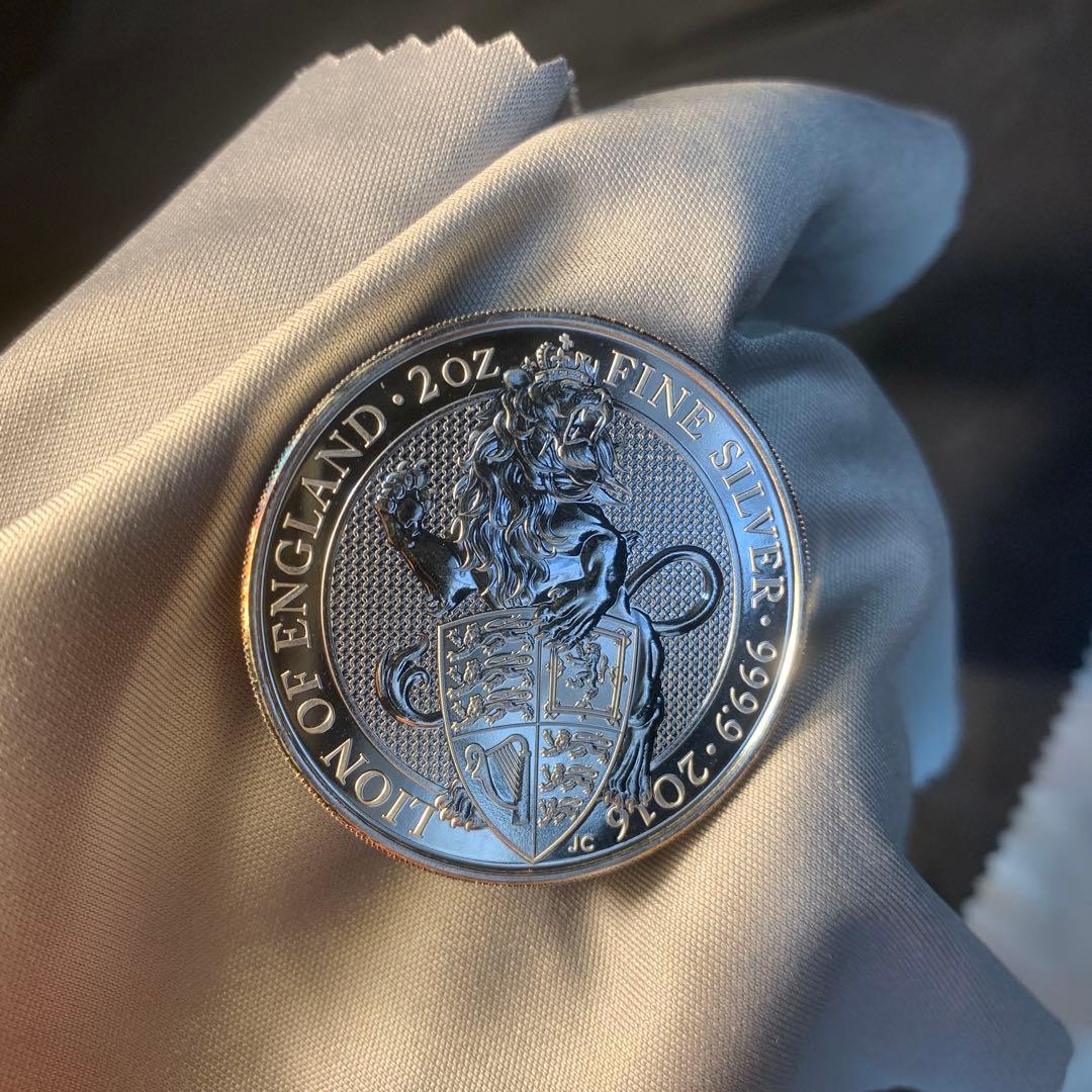 S 2 純銀貨 2オンス クイーンズビースト　2016 ライオン・イングランド