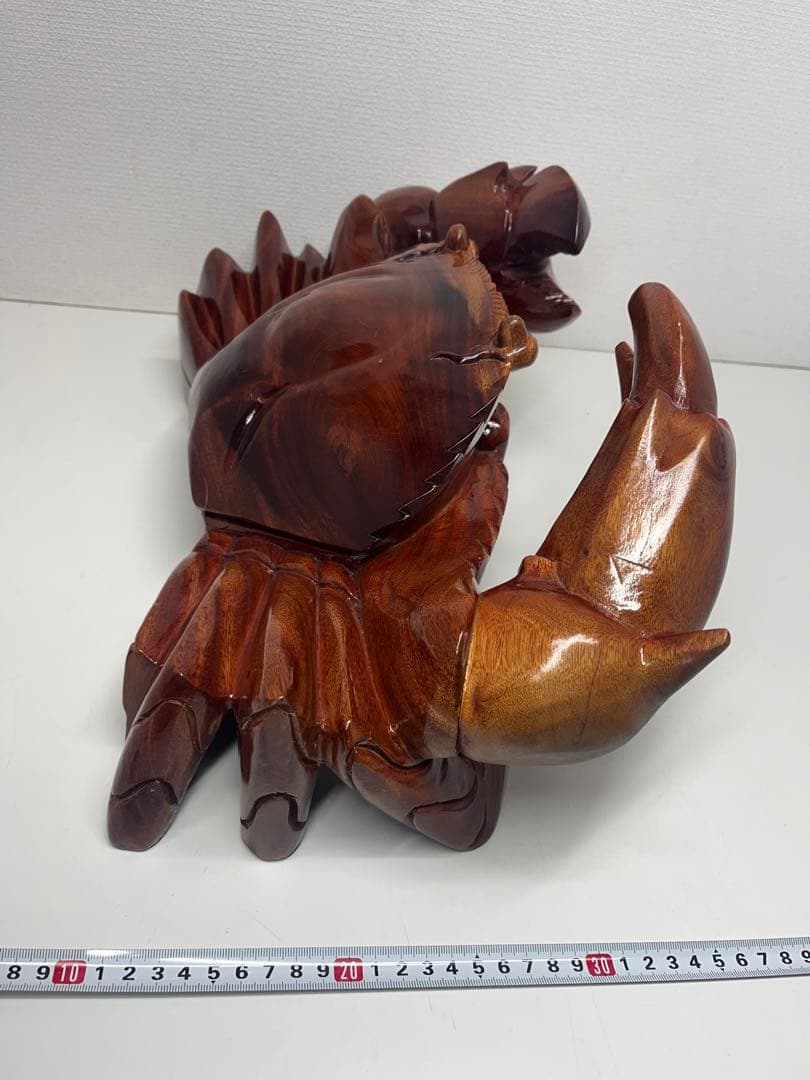 稀少 木彫り 大きい 蟹 カニ 木製 置物 木工 工芸品 飾り 隠し収納