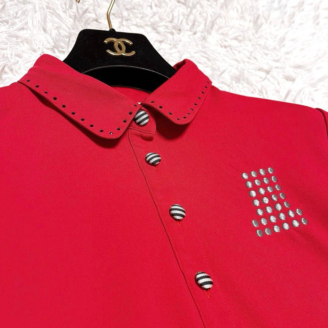 LANVIN SPORT 半袖 ワンピース レッド 赤 ゴルフ ウエア 40