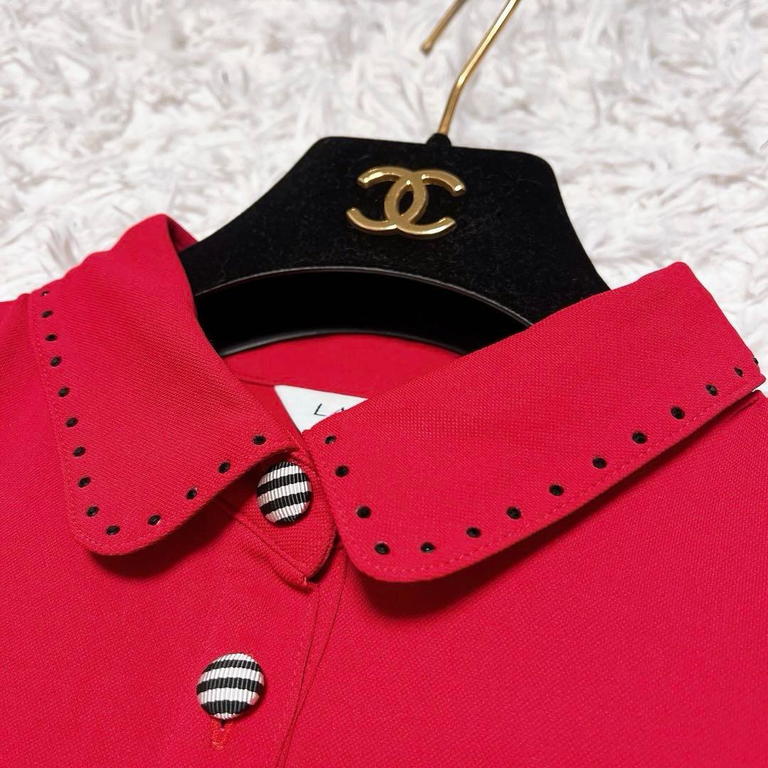 LANVIN SPORT 半袖 ワンピース レッド 赤 ゴルフ ウエア 40