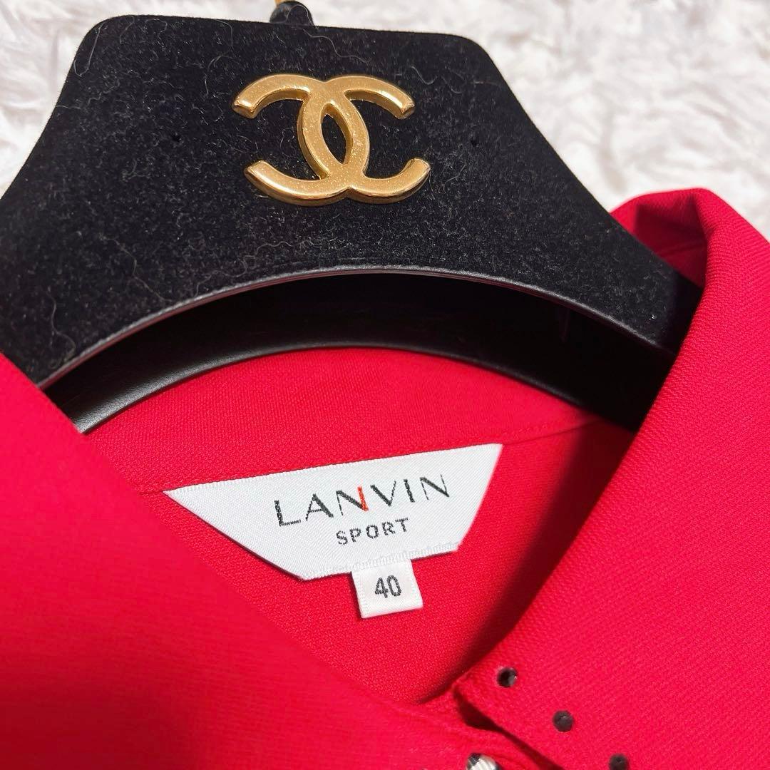LANVIN SPORT 半袖 ワンピース レッド 赤 ゴルフ ウエア 40