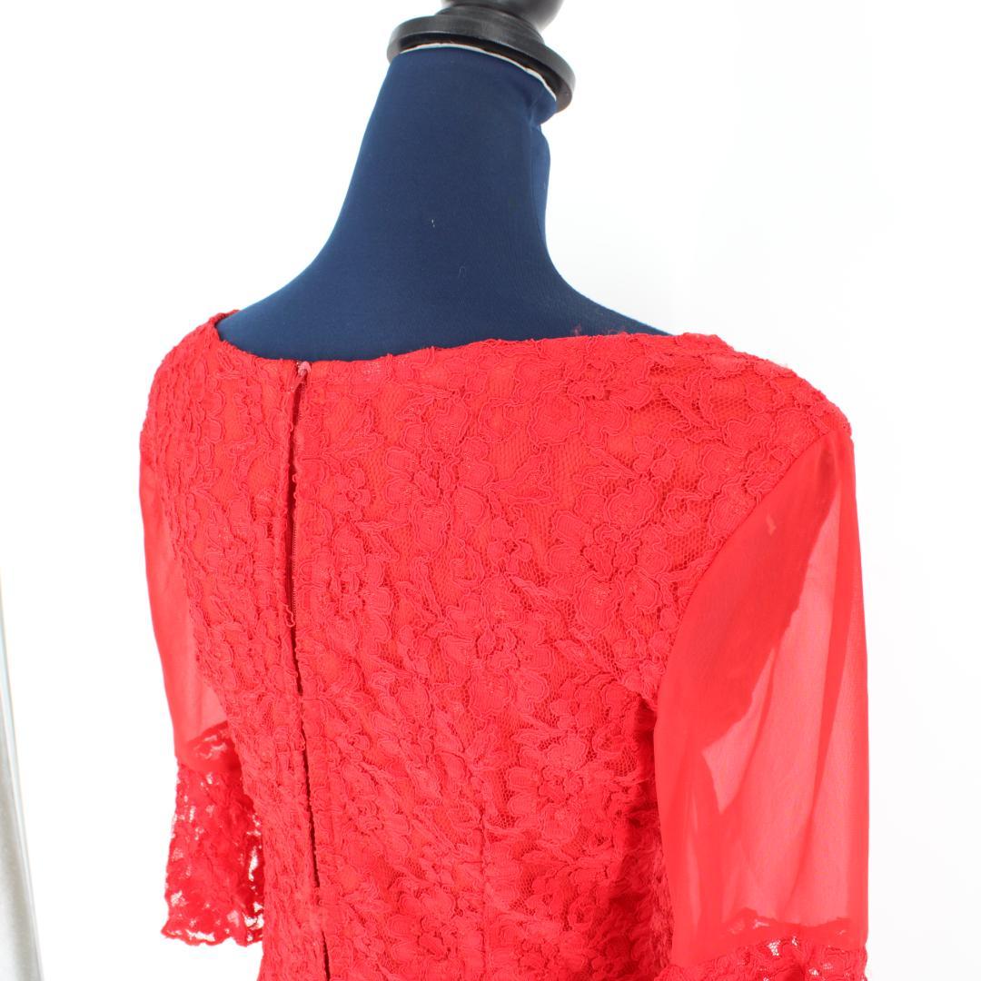 【美品 社交ダンス衣装】ワンピース ドレス ラテンドレス 赤 レッド フリー