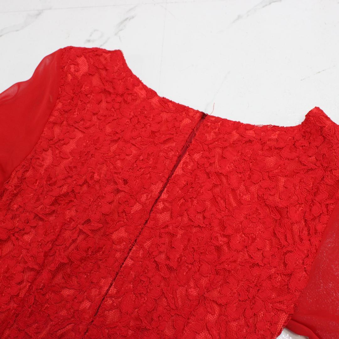 【美品 社交ダンス衣装】ワンピース ドレス ラテンドレス 赤 レッド フリー