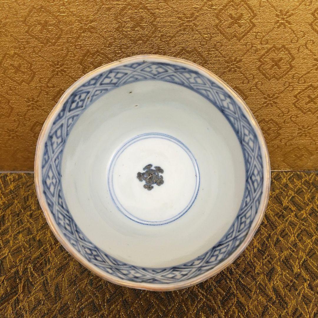 【お値下げしました！】古伊万里　そば猪口　瑠璃釉　花鳥　山水図