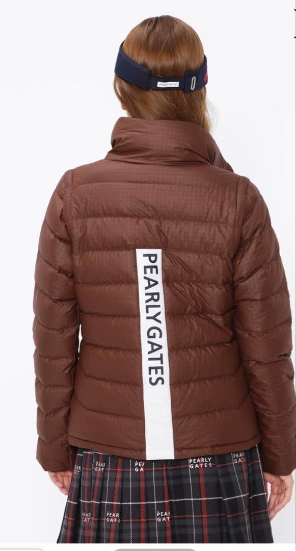 原英莉花プロ着用★パーリーゲイツPEARLYGATESダウンジャケット茶0S