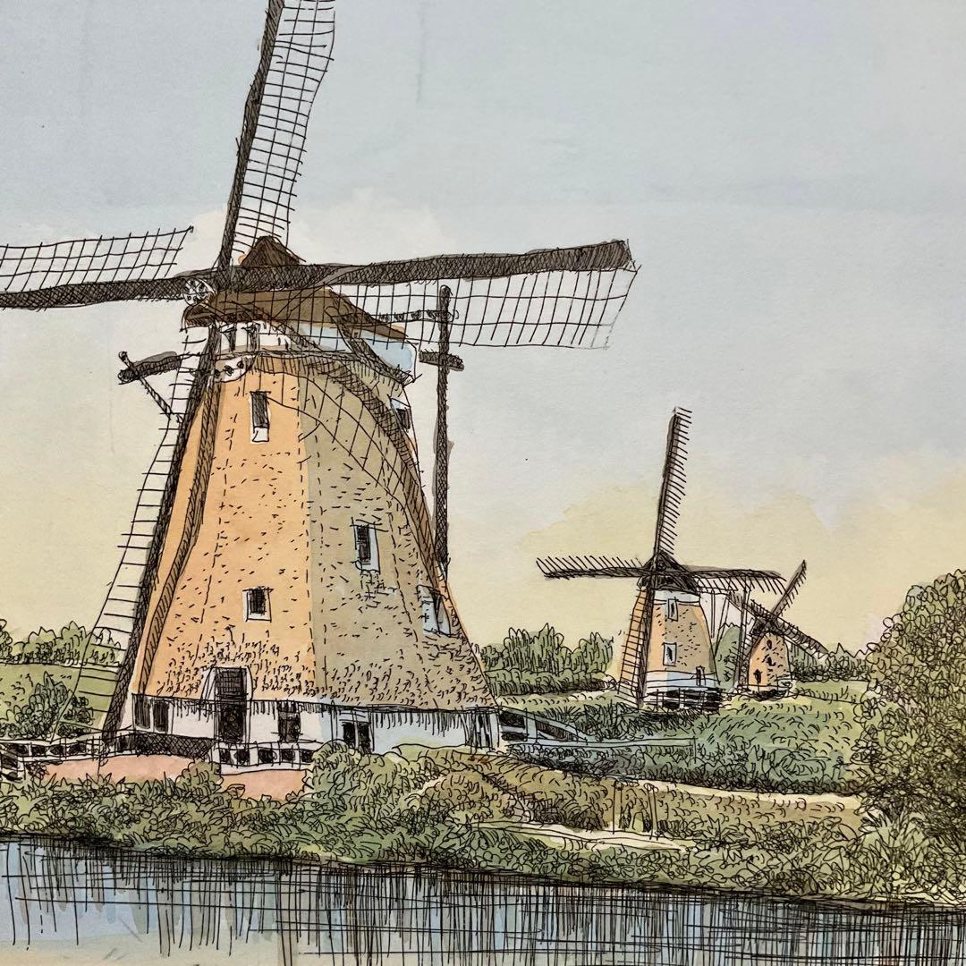 絵画・額縁・版画・織田 義郎・新品未使用・キンデルダイクⅡ (オランダ)・美術品