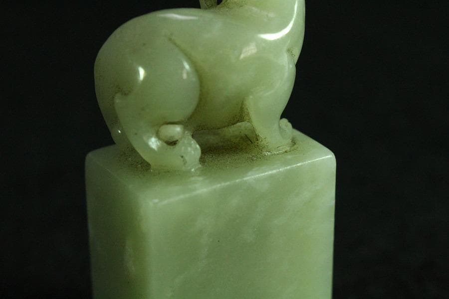 中国美術 白玉 獅子 印(K-YC542)