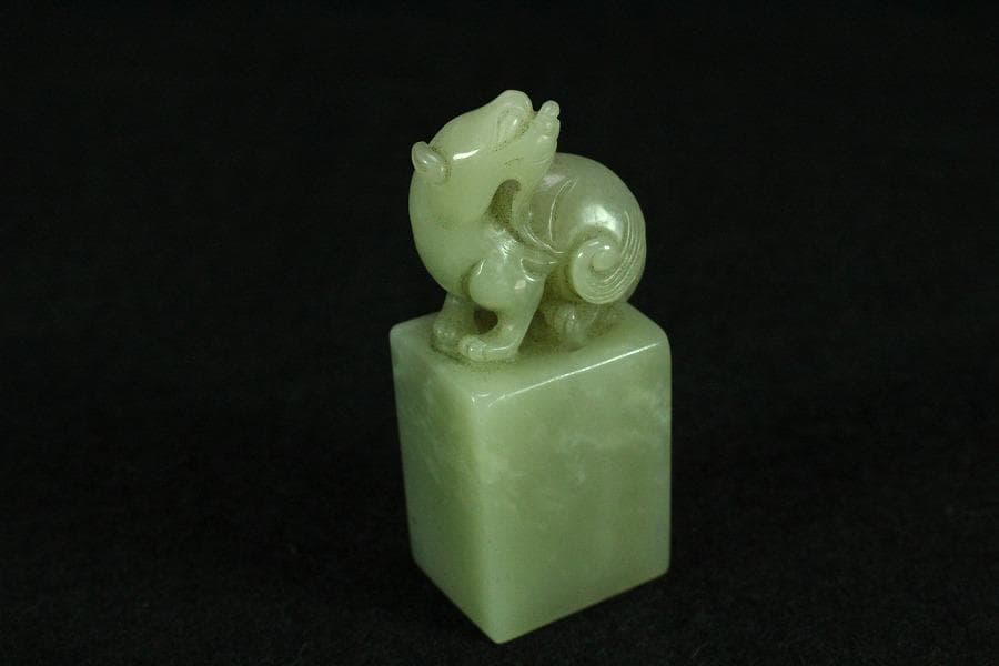 中国美術 白玉 獅子 印(K-YC542)