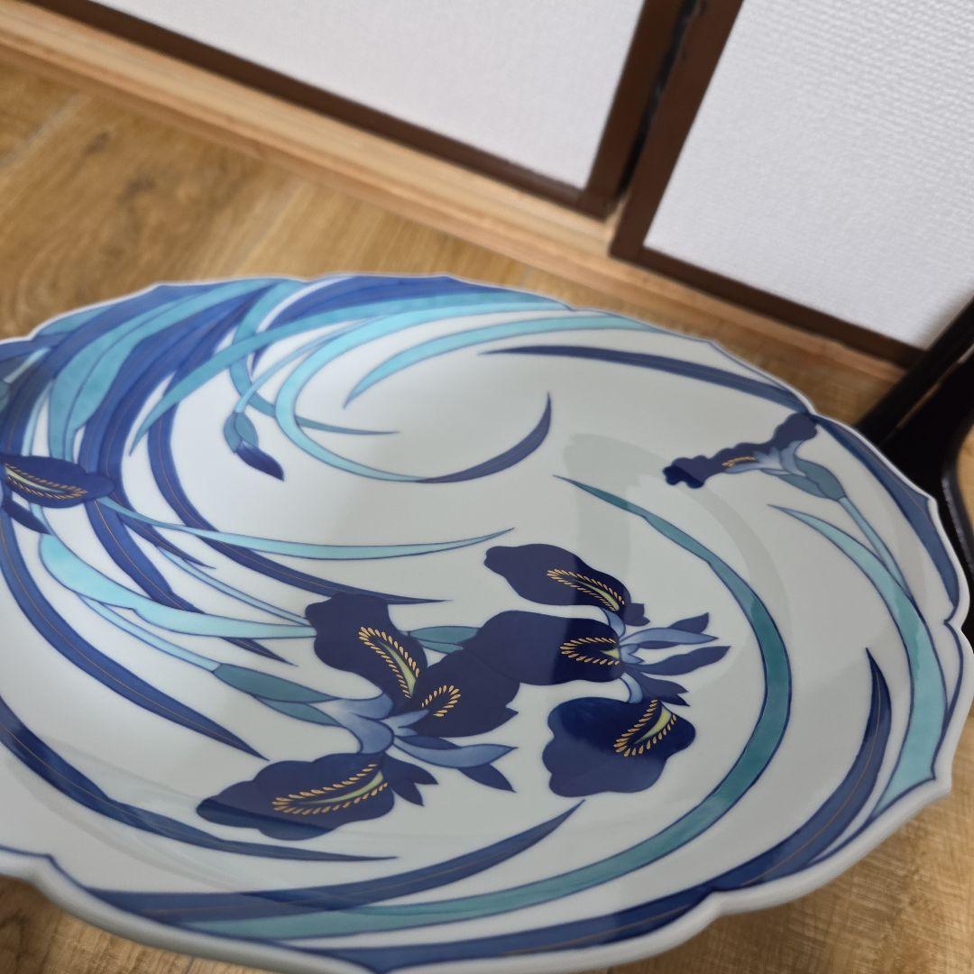 皇室御用達　有田焼　香蘭社　飾り皿 染錦菖蒲